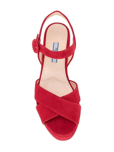 Shop Prada Platform Sandals In Red