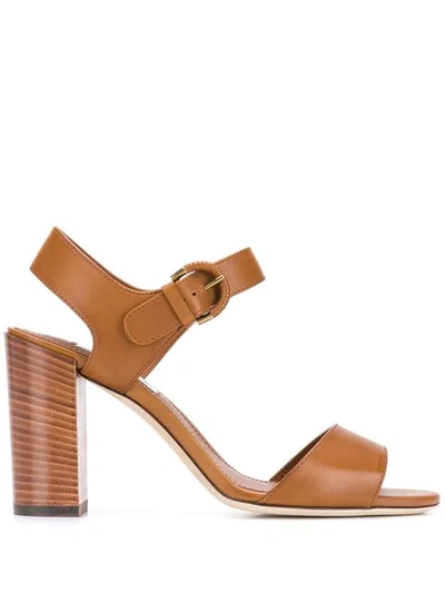 Shop Tod's Side Buckle Fastening Sandals In Brown