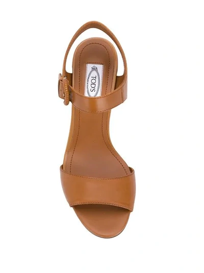Shop Tod's Side Buckle Fastening Sandals In Brown