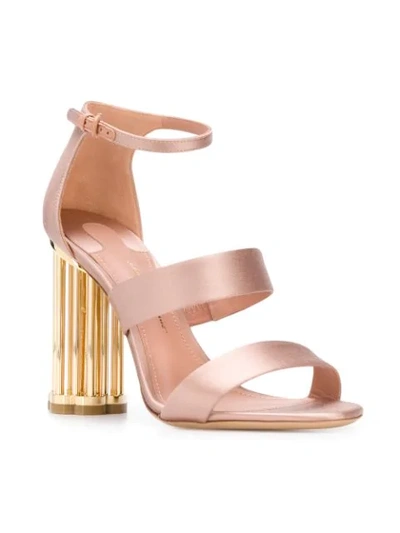 Shop Ferragamo Satin Flower Heel Sandals In Pink