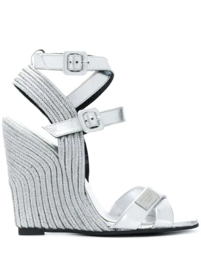 Shop Philipp Plein High Wedge Sandals In Silver