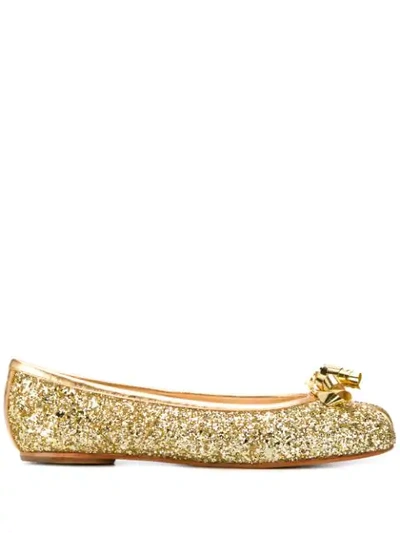Shop Maison Margiela Tabi Glitter Ballerina Shoes In Rich Gold