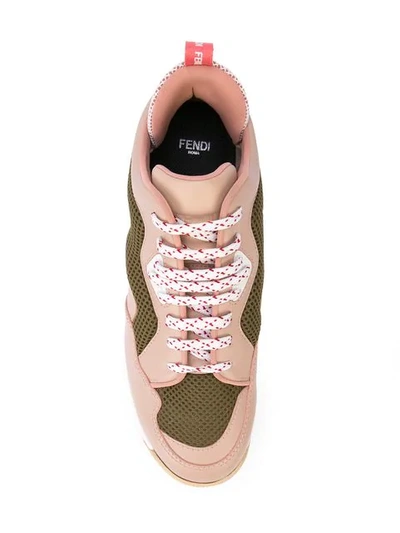 Shop Fendi Colourblock Platform Sneakers In Pink