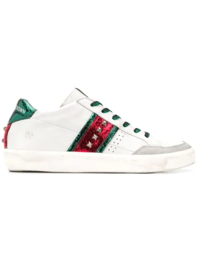Shop Leather Crown Low-top Stud Sneakers - White