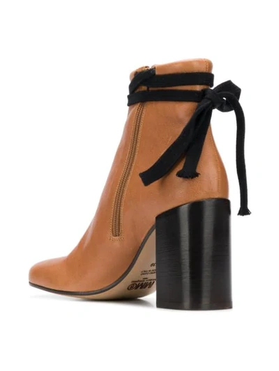 Shop Mm6 Maison Margiela Block Heel Ankle Boots - Brown