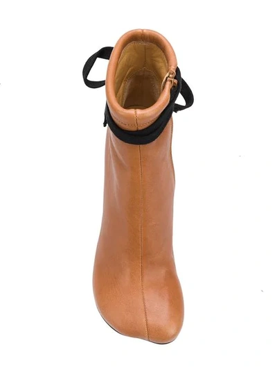 Shop Mm6 Maison Margiela Block Heel Ankle Boots - Brown