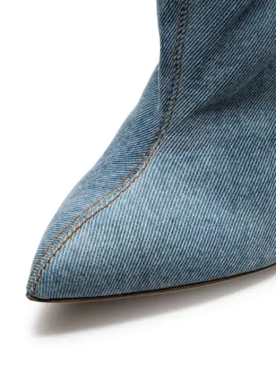 Shop Natasha Zinko Blue Thigh-high Denim Boots In Blue Denim