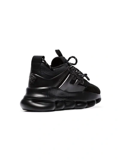 Shop Versace Black Chain Reaction Chunky Faux Leather Sneakers
