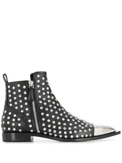 Shop Alexander Mcqueen Studded Ankle Boots In Black