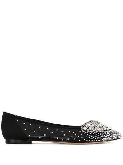 Shop Badgley Mischka Quinn Butterfly Ballerinas In Black