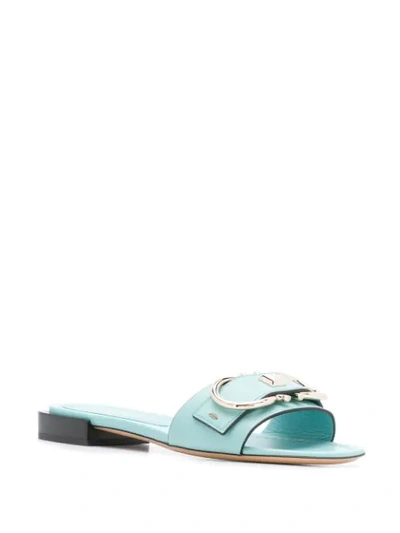 Shop Ferragamo Gancini Slide Sandals In Green