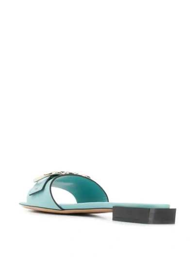 Shop Ferragamo Gancini Slide Sandals In Green