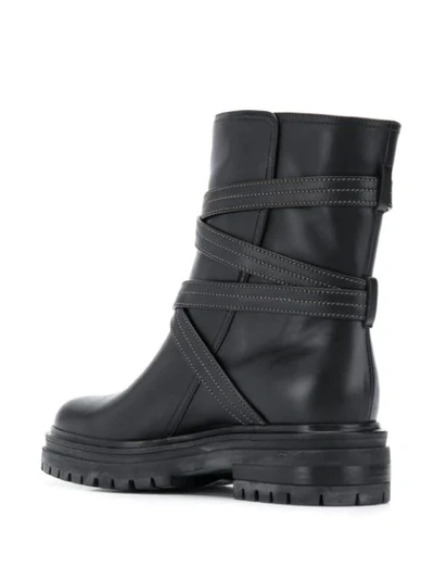 GIANVITO ROSSI BUCKLED MILITARY BOOTS - 黑色