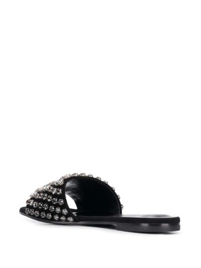 Shop Fabiana Filippi Crystal Embellished Slide Sandals In Black