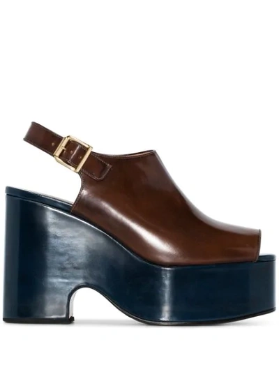 Shop Marni Platform Wedge Sandals In Brown