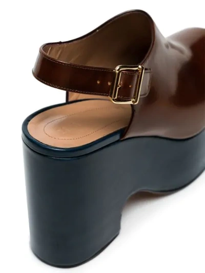 Shop Marni Platform Wedge Sandals In Brown