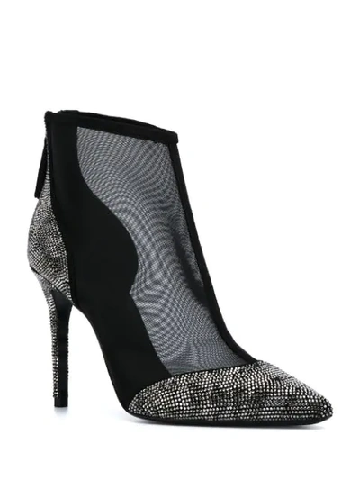 Shop Roberto Cavalli Sheer Pointed Ankle Boots In 05051 Black