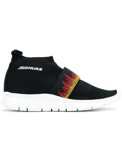 Shop Joshua Sanders Embellished Flame Sneakers In Black
