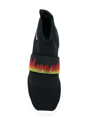 Shop Joshua Sanders Embellished Flame Sneakers In Black