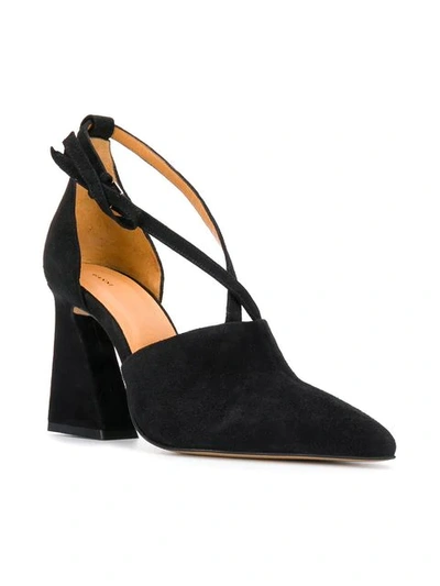 Shop Ganni Cross Strap Court Pumps - Black