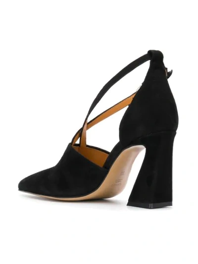 Shop Ganni Cross Strap Court Pumps - Black