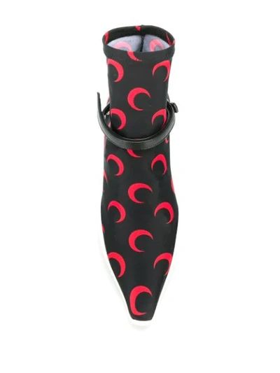 Shop Marine Serre Moon Print Sock Boots In Black ,red