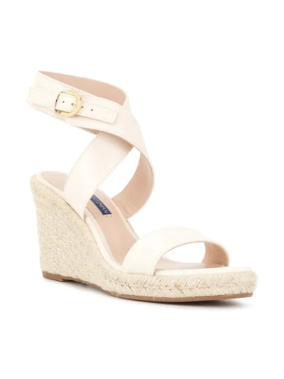 Shop Stuart Weitzman Ivory Leather Espadrilles In White