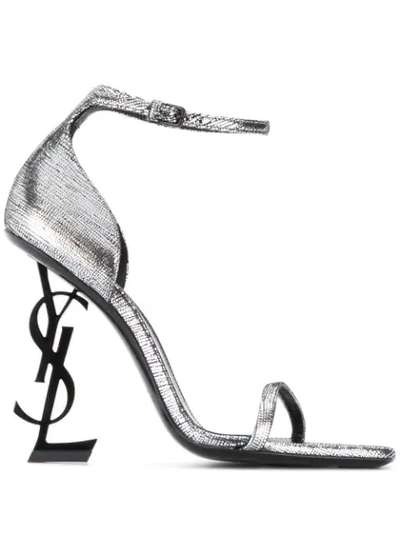 Shop Saint Laurent Opyum Sandals In Silver
