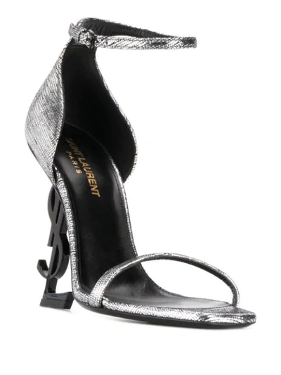 Shop Saint Laurent Opyum Sandals In Silver