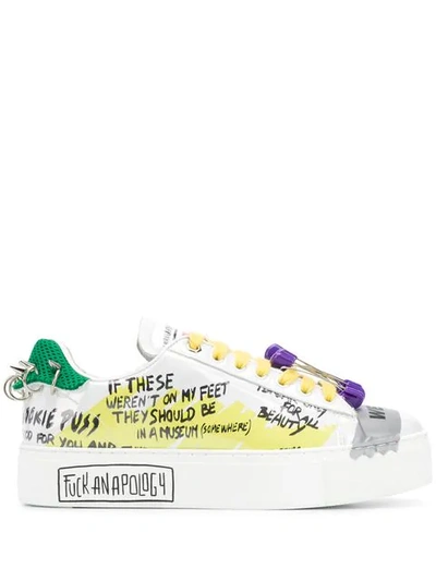 Shop Dsquared2 Graffiti Print Sneakers In White