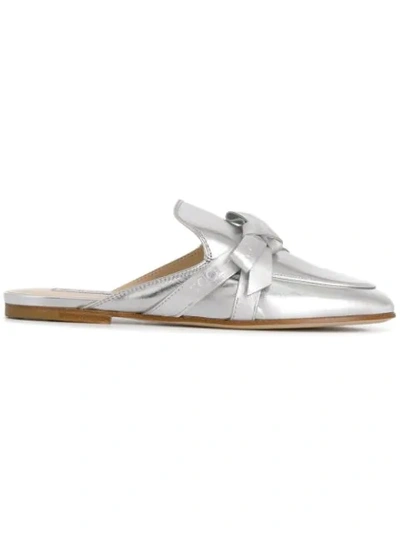 Shop Tod's Bow Detail Mules In Silver