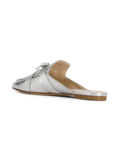 Shop Tod's Bow Detail Mules In Silver