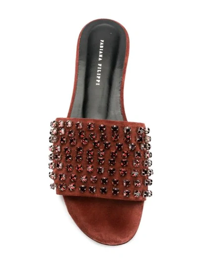 Shop Fabiana Filippi Gem Embellished Sandals In Brown