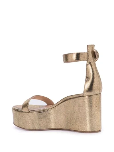 Shop Gianvito Rossi Platform Wedge Sandals In Gold