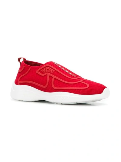 Shop Prada Sock Sneakers In Red