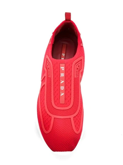 Shop Prada Sock Sneakers In Red