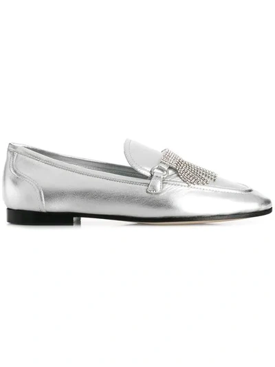 Shop Giuseppe Zanotti Crystal-embellished Loafers In Silver