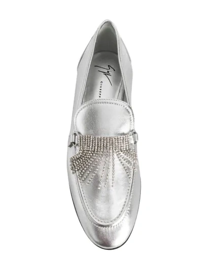 Shop Giuseppe Zanotti Crystal-embellished Loafers In Silver