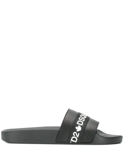 Shop Dsquared2 Logo Sliders In Black