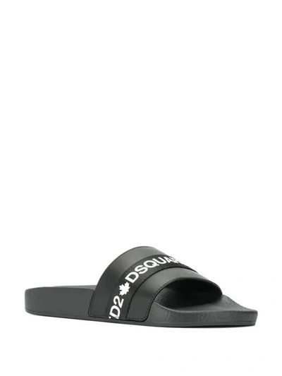 Shop Dsquared2 Logo Sliders In Black