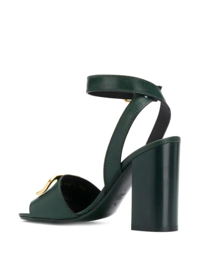 Shop Valentino Garavani Vlogo Heeled Sandals In 015 Verde Bottiglia
