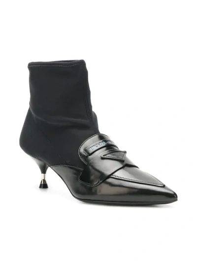 Shop Prada Pointed Sock Boots In Black
