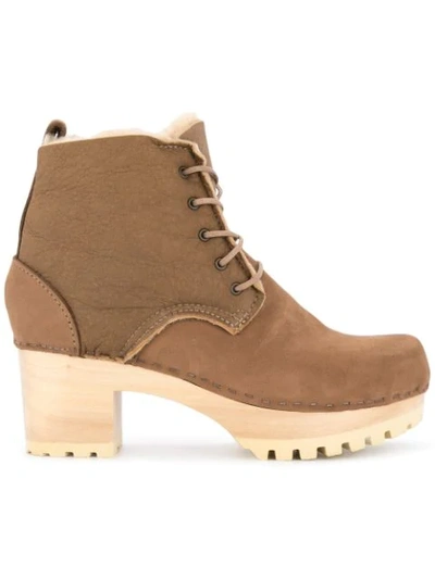 Shop No.6 Lander Lace Up Shearling Clog Boot In Honey Aviator