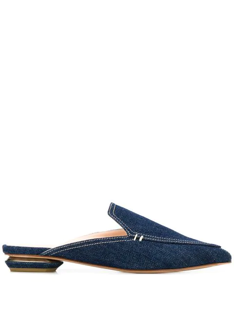 blue flat mules