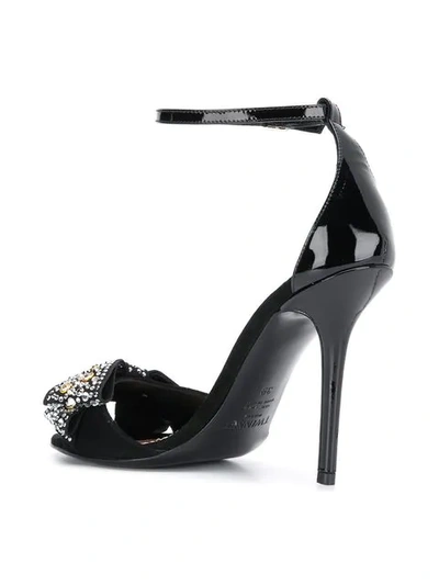 Shop Twinset Bow Studded Open-toe Sandals In Black