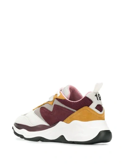 Shop Msgm Colour Block Sneakers In Red