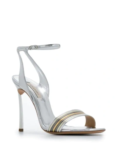 Shop Casadei Ankle Strap Sandals In Silver