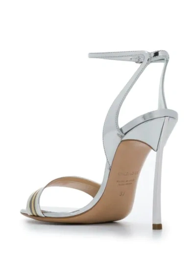 Shop Casadei Ankle Strap Sandals In Silver