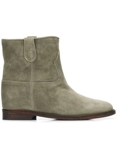 Shop Via Roma 15 Stitched Panels Ankle Boots In Green
