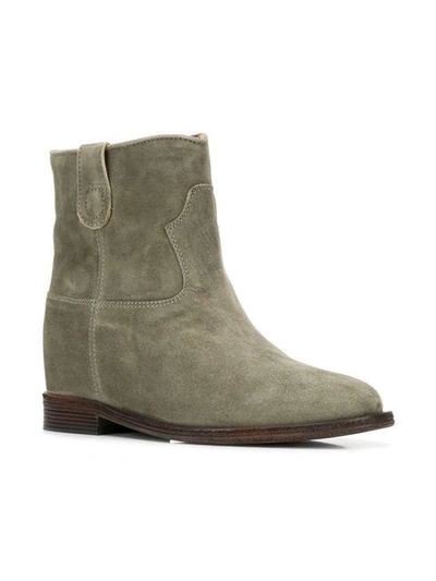 Shop Via Roma 15 Stitched Panels Ankle Boots In Green